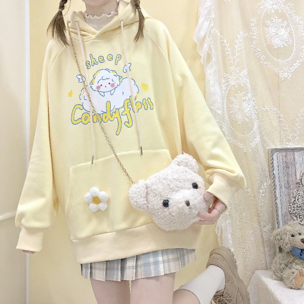 Yellow Sheep Jacket Hoodie Cute Sweatshirt Kawaii Lolita Warm Japanese